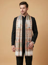 Noble Kani Weave Mughal Architecture & Floral Garden Wool Blend White Stole