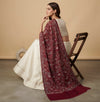 Naqsh-e-Kashmir Inspired Jamawar Floral Paisley Vine Wool Blend Maroon Shawl