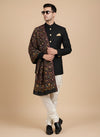Printed Bamboo Silk Mens Shawl – Black Floral Classic Wrap (80 x 40 Inches)