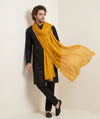 Nazneen Chiffon Mens Dupatta – Solid Yellow with Elegant Lace Border
