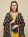 Luxe Chinon Women Phulkari Green Dupatta with Lace Border & Traditional Motif Work