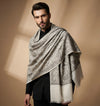 Mir-e-Khas Kashmiri Sozni Jaal White Shawl for Men – Wool Blend