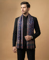 Reserve Mens All-Over Kalamkari Floral Print Bamboo Silk Blue Stole
