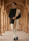 Beige Woolen Mens Shawl with Gold Border – 80x40 Inches