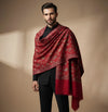 Mir-e-Khas Men's Kashmir-Inspired Jamawar Floral Paisley Vine Red Shawl