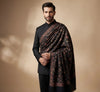 Mir-e-Khas Men's Kashmir-Inspired Jamawar Floral Paisley Vine Blue Shawl