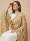 Gold Karachi Style Hand Embroidered Chiffon Dupatta