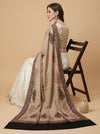 Naqsh-e-Kashmir Woven Kani Jacquard Paisley Beige Shawl with Inner Bootas & Solid Panel