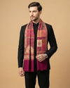 Noble Mens Patchwork Kani Jacquard Woven Maroon Stole