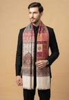 Noble Mens Patchwork Kani Jacquard Woven White Stole