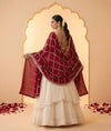 Chinon Dupatta with Gold Grid Embellishment
