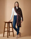Regal Kani Weave All-Over Floral Jaal Wool Blend Black Stole | Kashmiri Inspired