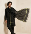 Cotton Mens Dupatta – Black with Golden Border & Tassel Finish