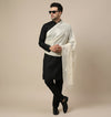 Cotton Embroidered Mens Dupatta – White Tone with Buta Work