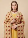 Luxe Chinon Women Phulkari Beige Dupatta with Lace Border & Traditional Motif Work