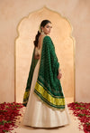 Luxurious Gajji Silk Green Dupatta with Bandhani Dots & Zari Border