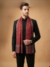 Reserve Mens Bamboo Silk Floral Kalamkari Printed Red Stole