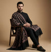 Mir-e-Khas Men's Kashmir-Inspired Jamawar Floral Paisley Vine Black Shawl