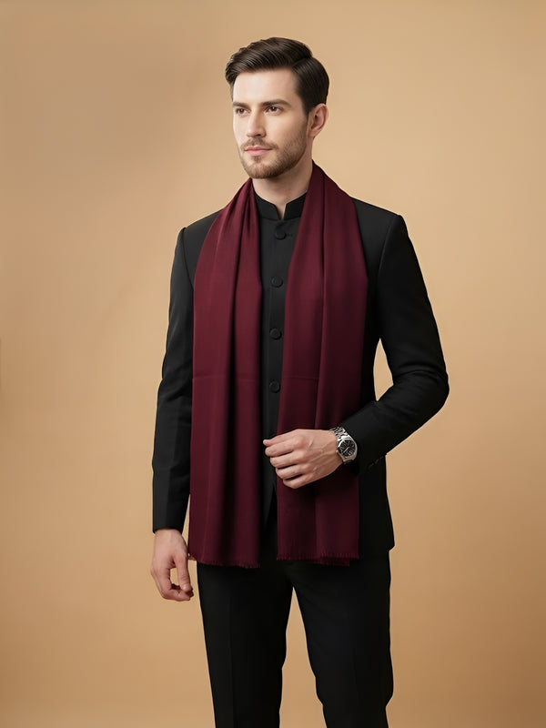 Timeless Mens Micro Wool Solid Timeless Maroon Stole | Soft Everyday Wrap