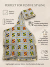 Chinon Phulkari Women White Dupatta with Traditional Motif Work & Tape Border