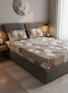 Queen Size 210 TC Elastic Fitted Cotton Bedsheet Set with 2 Pillow Covers (72 × 78 Inches)