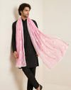 Pink Nazneen Chiffon Mens Dupatta with Floral Embroidery & Border