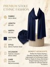 Everyday Micro Wool Solid Blue Stole | Soft & Lightweight Wrap