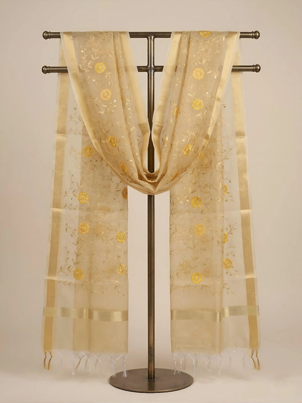 Yellow Organza Meena Jaal Dupatta | Elegant Sheer Festive Drape