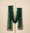 Green Twill Net Mens Dupatta – Scalloped Cutwork Border with Buti Work
