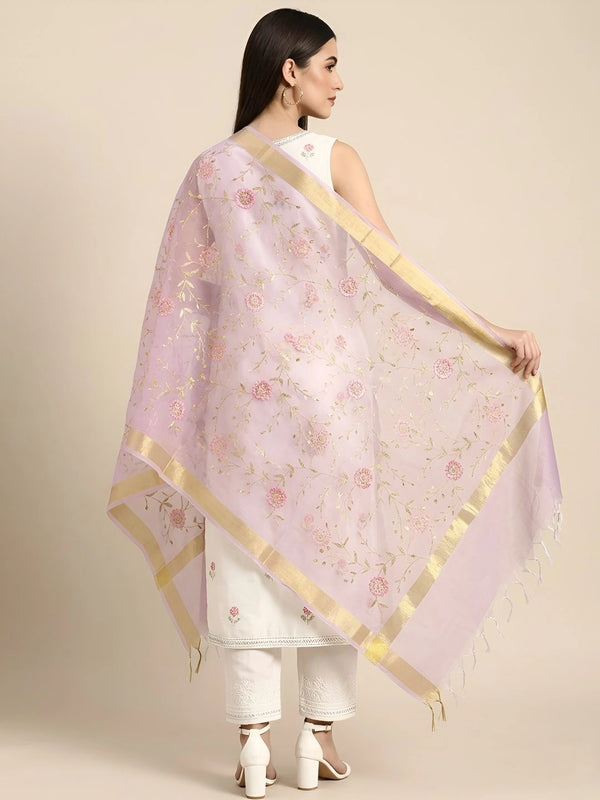Hot Pink Organza Meena Jaal Dupatta | Elegant Sheer Festive Drape