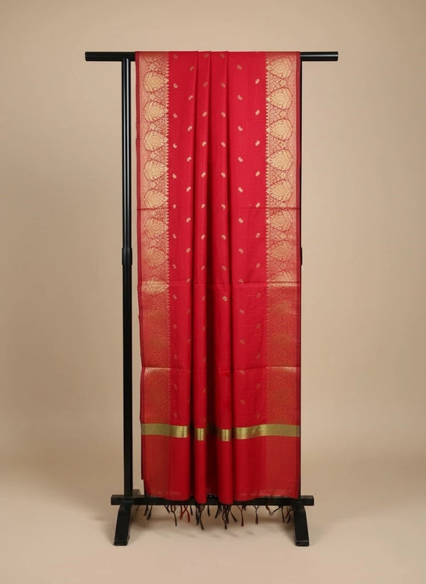 Red Woven Ethnic Motif Dupatta | Elegant Traditional Drape