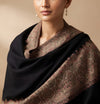 Naqsh-e-Kashmir Woven Kani Jacquard Border Black Shawl | Wool Blend