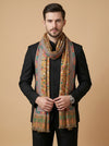 Reserve Mens All-Over Kalamkari Floral Print Bamboo Silk Mustard Stole