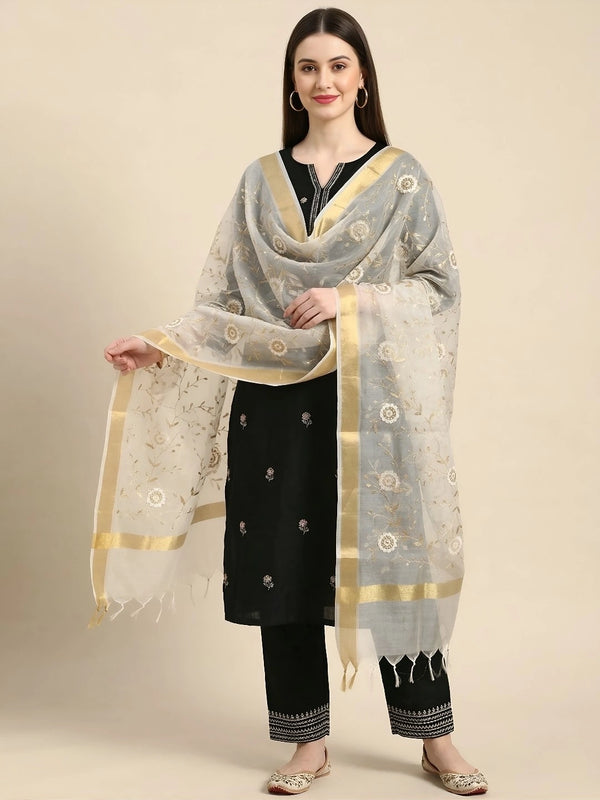 White Organza Meena Jaal Dupatta | Elegant Sheer Festive Drape