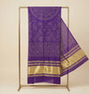 Bamboo Silk Bandhani Inspired Gajji Women Purple Dupatta with Elephant & Floral Motifs and Golden Tape Border