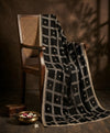 Black Chinon Dupatta with Gold Grid Embellishment (Size: 2.5x1 m Approx)