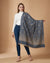 Everyday Wool Blend All-Over Zari Jacquard Woven Floral Trellis Blue Stole