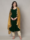 Gold Silk Dupatta with Scalloped Cutwork Border & Sequin Highlights (Size: 2.5x1 m Approx)