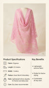 Pink Organza Embroidered Dupatta for Women with Paisley & Floral