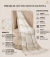 Cotton Cut Work Mens Dupatta – White Gold Tone with Woven Design