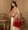 Naqsh-e-Kashmir Woven Kani Jacquard Red Shawl with All-Over Buttis & Solid Panel