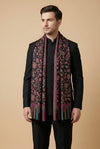Noble Kani Weave Floral Wool Blend Black Stole