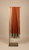 Orange Striped Silk Dupatta with Zari Border | Elegant Ethnic Drape (2.5 Metres Approx.)