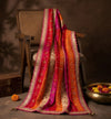 Luxe Chinon Multicolour Mirror Work Embroidered Phulkari Dupatta with Scalloped Lace Border
