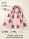 Luxe Organza Womens Pink Dupatta with Floral Brush Print Embellishment
