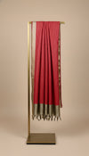 Red Striped Silk Dupatta with Zari Border | Elegant Ethnic Drape (2.5 Metres Approx.)
