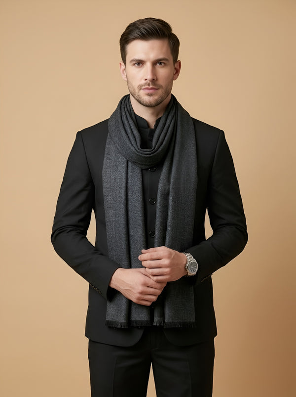 Timeless Mens Micro Wool Solid Timeless Black Stole | Soft Everyday Wrap