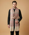 Noble Mens Wool Blend Floral Kani Weave Beige Stole