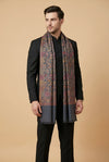 Noble Mens Wool Blend Floral Kani Weave Grey Stole