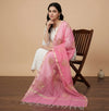 Elegant Pink Cotton Zari Buta Dupatta | Lightweight Ethnic Drape